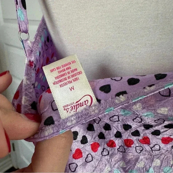 Y2K Purple and Black Lace Heart Cami Top Dead stock M - Picture 6 of 6